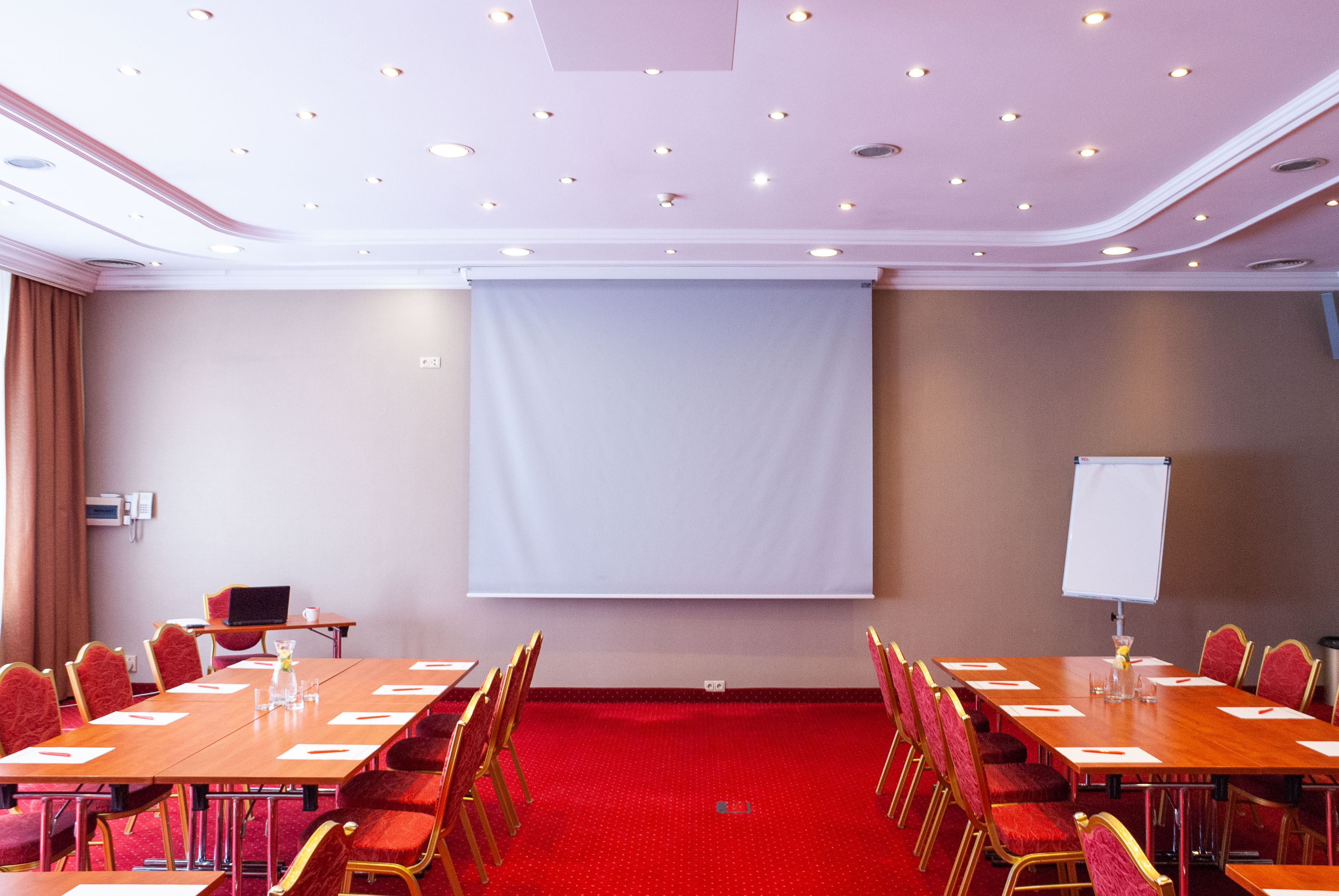 Real Estate Photography - Conference Room Red Carpet Chairs